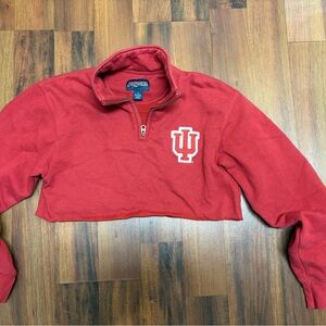 Jansport Red Cropped Quarter-Zip Sweatshirt